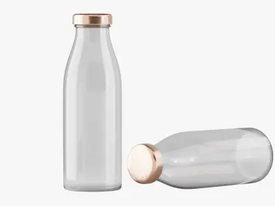 Empty Glass Milk Bottle 3D model
