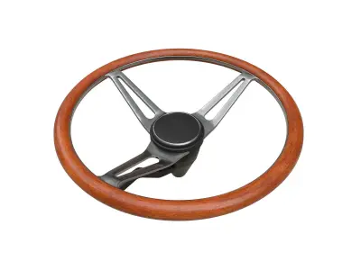 Retro Steering Wheel Low-poly 3D model
