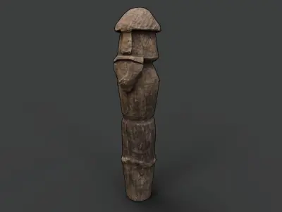 Big Slavic Wooden Medieval Settlement Totem Statue Low-poly 3D model