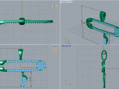 Gold STL 3D Safety pin pendant  jp0003 3D print model