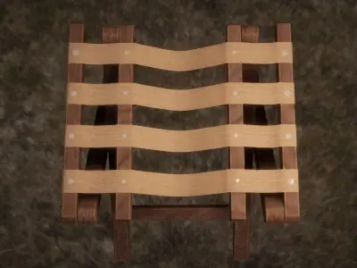 Vintage Wooden Luggage Suitcase Rack - 4K PBR Low-poly 3D model