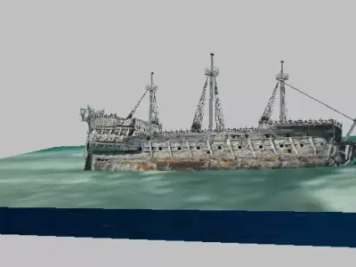 Ghost ship Low-poly 3D model