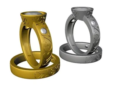 078 - Antique Ladies Ring with Band 3D print model