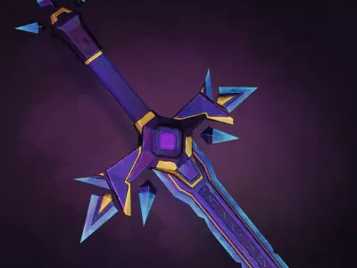 Stylized Night Judge Sword Low-poly 3D model