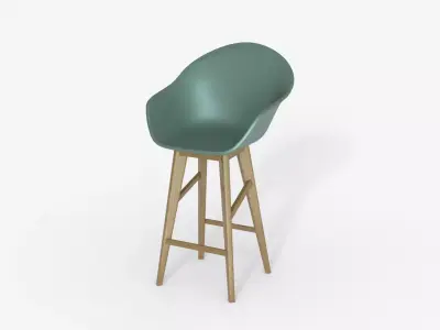 Green wood  and  Epoxy Bar Chair 3D model