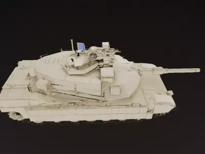 Desert White Battle Tank 3D Model Low-poly 3D model