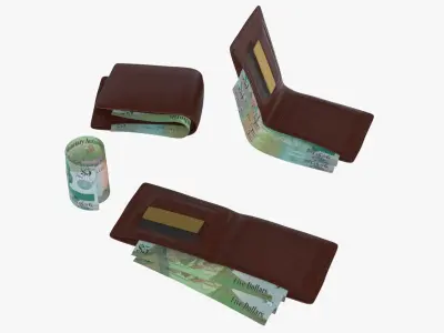 Cayman Islands British 5 Dollar Wallet Money Purse 3D model