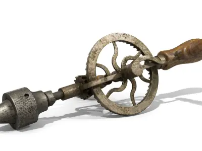 Old Hand Drill Low-poly 3D model