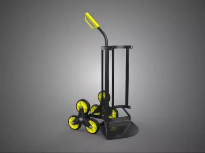 TRI WHEEL STEP BLOCK STAIR CLIMBER HAND TRUCK CART SINGLE HANDLE 3D model