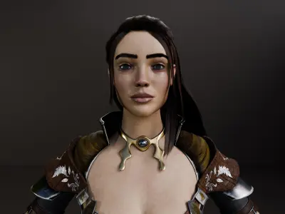 woman-warrior Low-poly 3D model