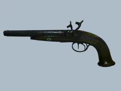 High quality antique firearm 3D model Free low-poly 3D model