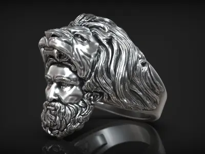 Hercules Nemean Lion Head Greek Myth Antique Ring 3D print model