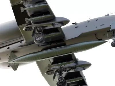 Fairchild Republic A-10 Thunderbolt II with interior 3D model