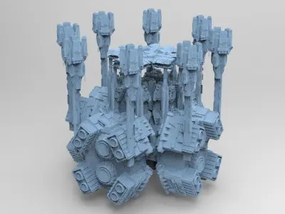Dark Elven Sci-Fi Dome Arch Tower City base 1  3D model