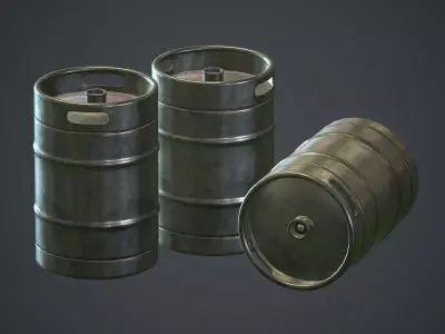 Stainless Steel Beer Keg PBR Game Ready Low-poly 3D model