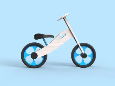 Wooden balance bike for kids - minimalistic bicycle  3D model