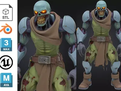 Undead Cyber Gladiator Low-poly 3D model