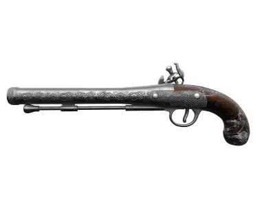 Old pistol war  Low-poly 3D model