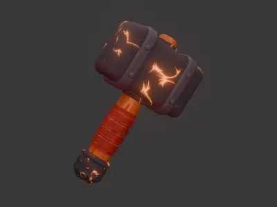 Fantasy Hammer Game Ready Low Poly 3D Model Low-poly 3D model