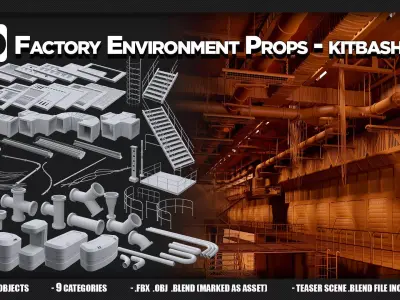 110 Factory Environment Props - KITBASH - VOL 02 3D model