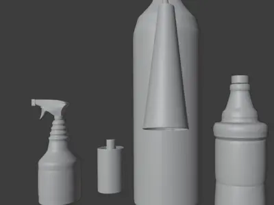 Extinguisher and bottles 3D model