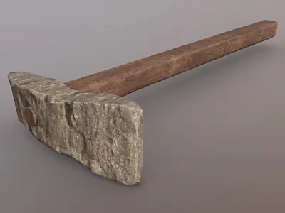 Hoe - Stone Low-poly 3D model