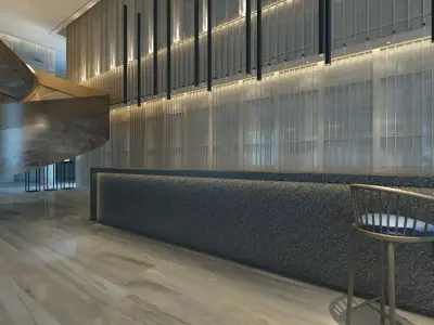 Two-Story Lobby and Lounge Interior 3D model