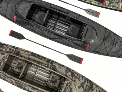 Military Combat kayaks  Package Low-poly 3D model