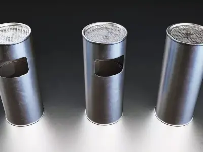Metal Trash Can Low-poly 3D model shop