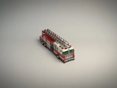 Low Poly Fire Truck Low-poly 3D model