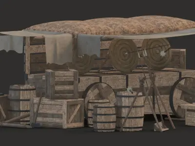 medieval market Low-poly 3D model order