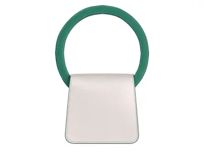 White Green Combo Leather Flap Bag 3D model