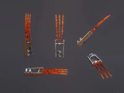 Set of 6 Elemental Claws - Fantasy medieval weapon Low-poly 3D model