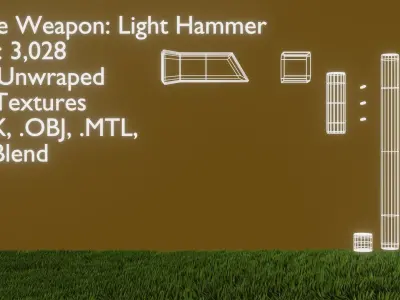 Simple Fantasy Light Hammer Low-poly 3D model