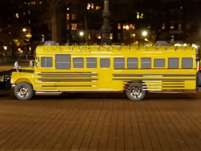  Armored School Bus with Plow - Post-Apocalyptic  Free low-poly 3D model