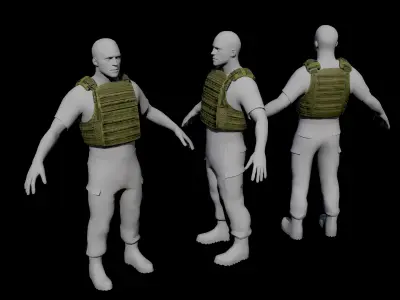 Flak vest Low-poly 3D model