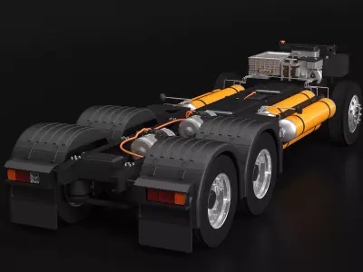 Hydrogen Fuel Cell Semi-Truck Chassis 3D model