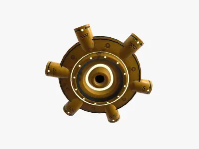 Alien Spaceship UFO J08 Yellow Dirt - Sci Fi Spacecraft Design Low-poly 3D model