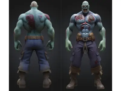 Zombie Blue Military Game Low Poly Stylized Low-poly 3D model