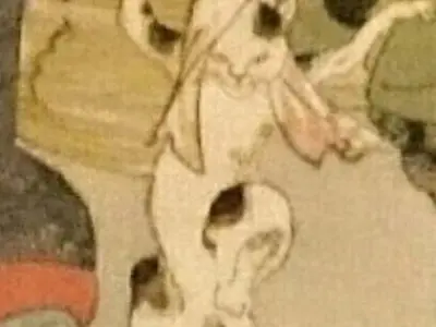 The UKIYOE dancing cat 3D model