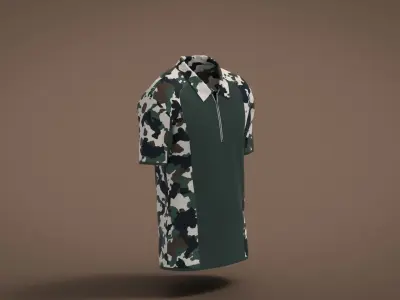 Military Outfit - T-shirt Low-poly 3D model 10