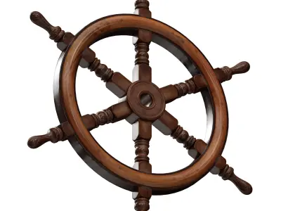 Wooden sea steering wheel 3D model