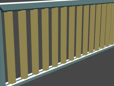 Railing wooden Low-poly 3D model