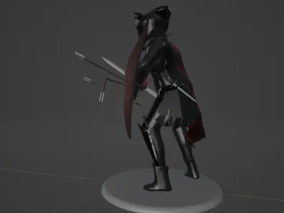 warrior knight in a helmet 3D model