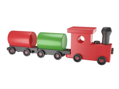 Wooden Toy Train Low-poly 3D model get