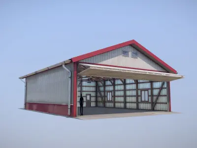 Airfield Hangar 12m Vr1 RED Low-poly 3D model