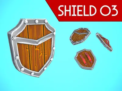 SHIELD 03 - WOOD CARTOON STYLIZED Low-poly 3D model
