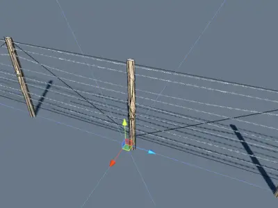 Wire Fence Low-poly 3D model