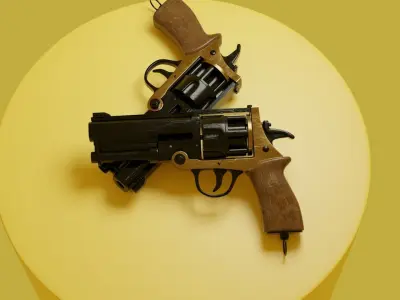 Black and gold Revolver 3D model