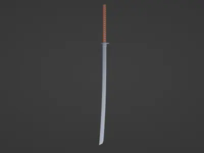 Long silver katana 3D model